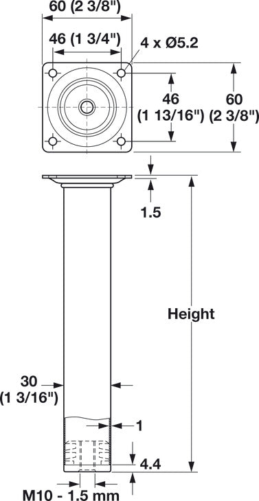 Mini Table Leg, Ø30 mm