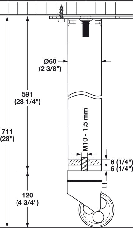 E-Leg, for Casters, Ø60 mm