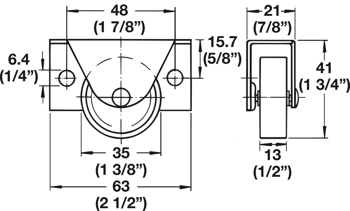 Bed Box Caster, Rigid, Ø35 mm
