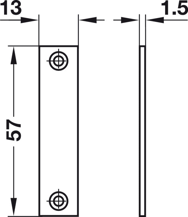 Strike Plate, 57 x 13 mm