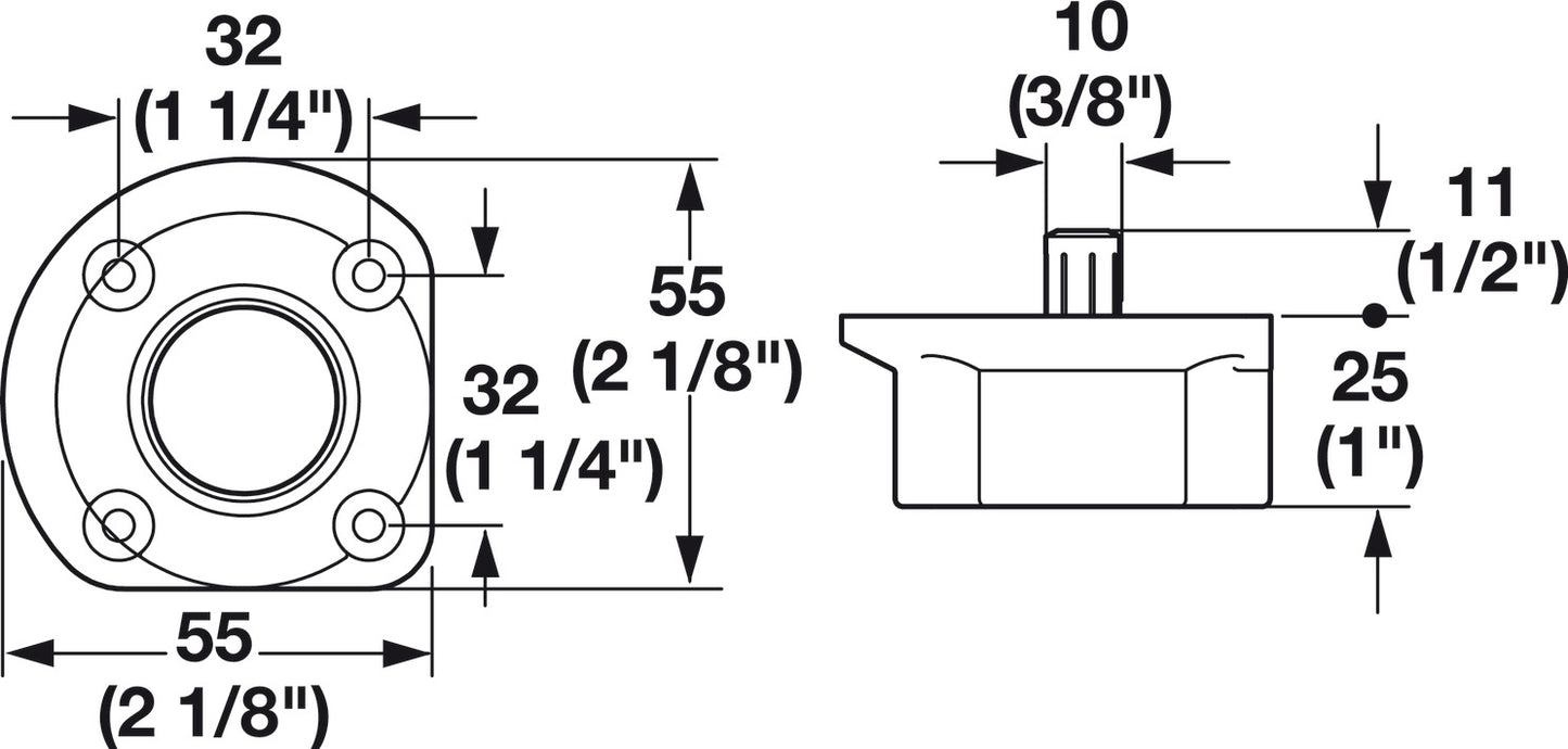 Mounting Socket, Dowel-Mounted