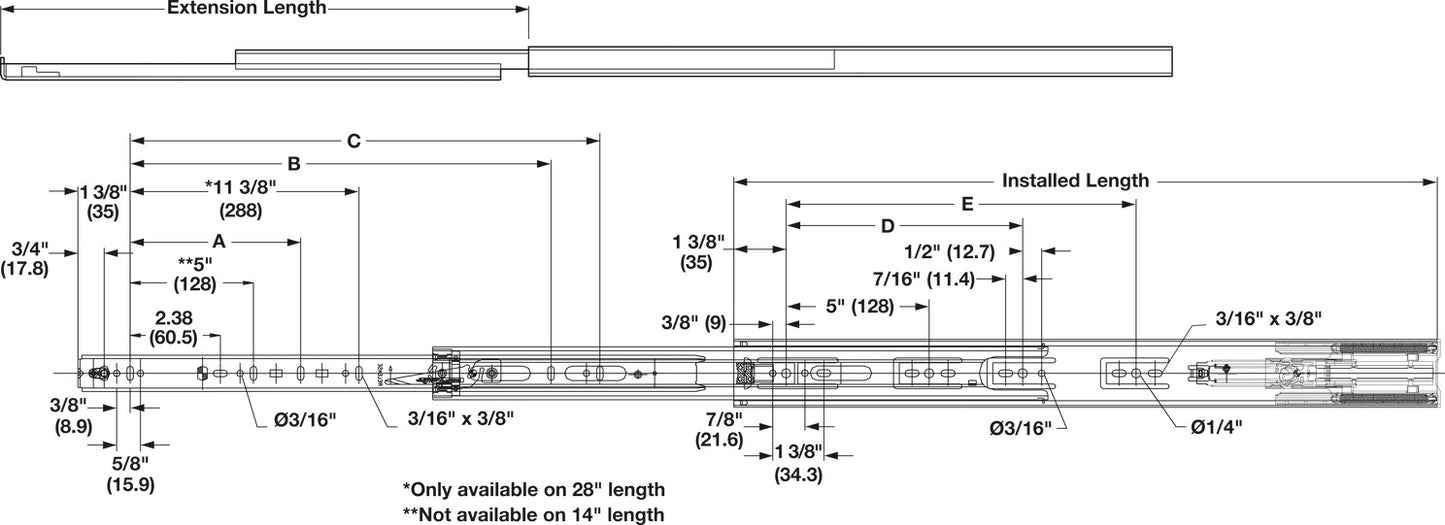Ball Bearing Runners, Full extension, Accuride 3932 EC