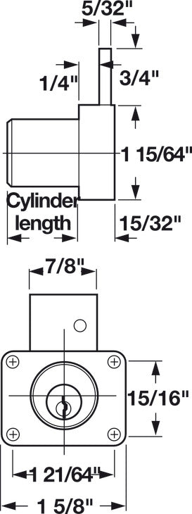 Cabinet Drawer Lock, Keyed Alike, 7/8" Cylinder