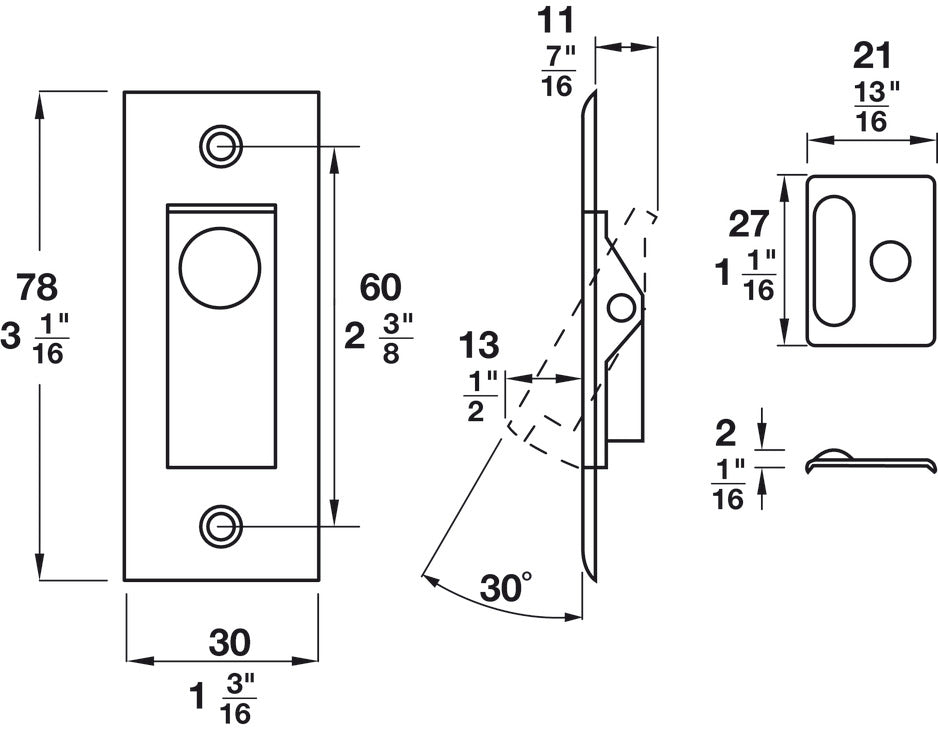 Pocket Door Jamb Bolt Lock