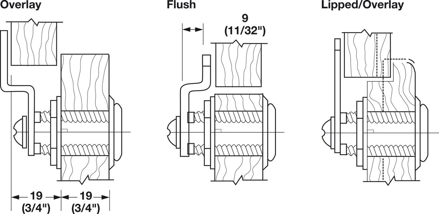Cam Lock, C8055 Series, Master Keyed, Keyed Different