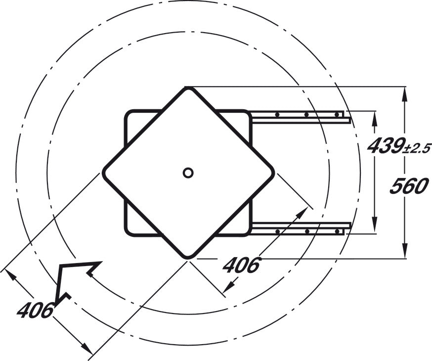 Full Extension TV Swivel, with 16" Square Mounting Plate