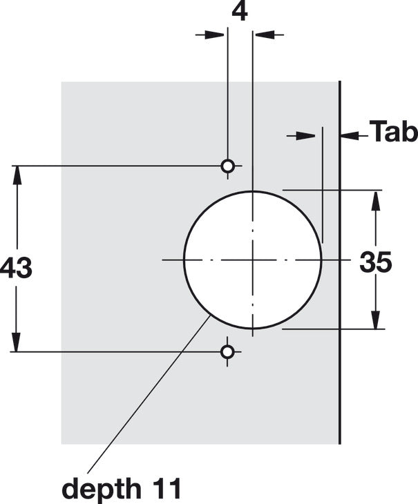 S-Series Concealed Hinge, Opening Angle 100°, Full Overlay