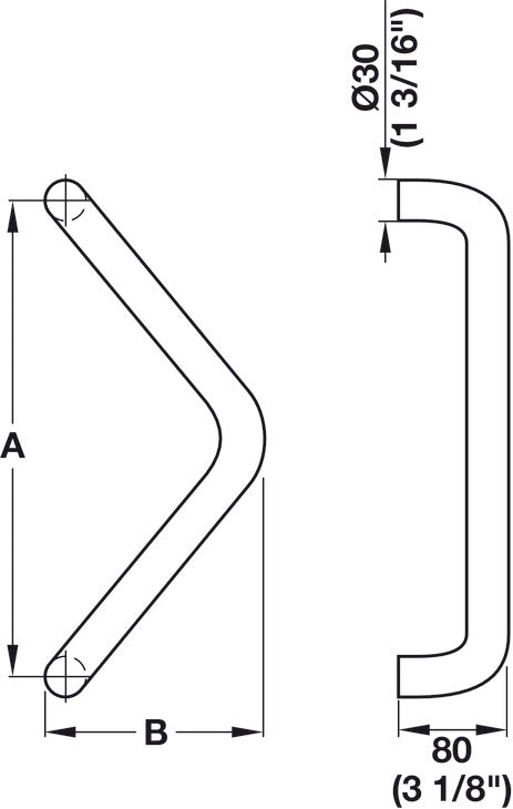 Pull Handle, Stainless Steel Matt