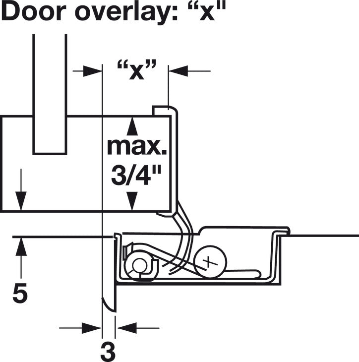 Concealed Hinge, Short Arm, Face Frame, 105° Opening Angle