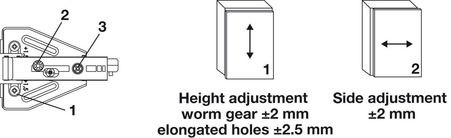 Face Frame Adapter Baseplate, Grass TIOMOS, 3 Point Fixing with Wood Screws