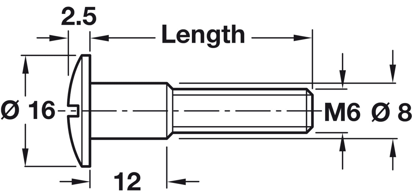 Shoulder Screw, Pan Head, M6, Steel
