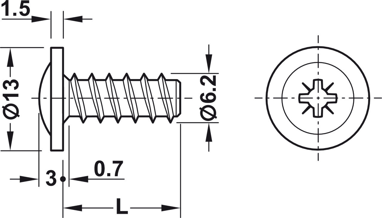 Round Washer Head Screw, #2 Pozi Drive