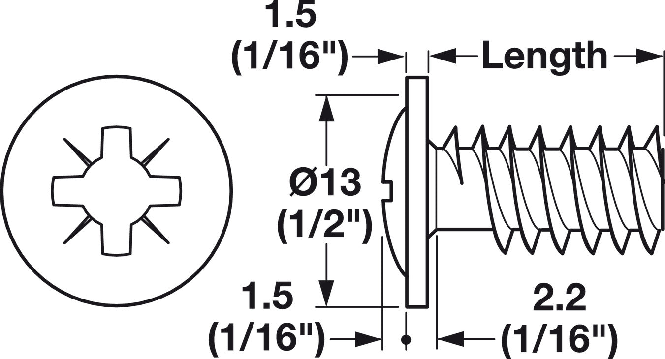Round Washer Head Screw, #2 Pozi Drive