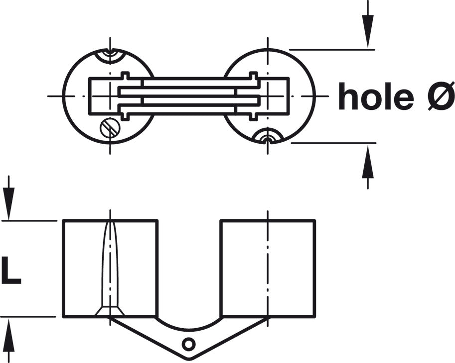 Zysa Drill-In Concealed Hinge, Opening Angle 180°