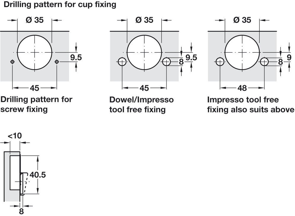 Pie-Cut Corner Hinge, Grass TIOMOS, Self-Close, for Connecting Two Folding Doors