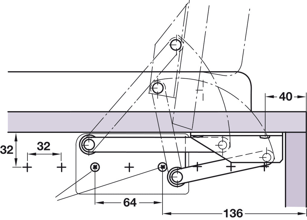Bench Seat Hinge, for Light-Weight Seat Tops, with Spring