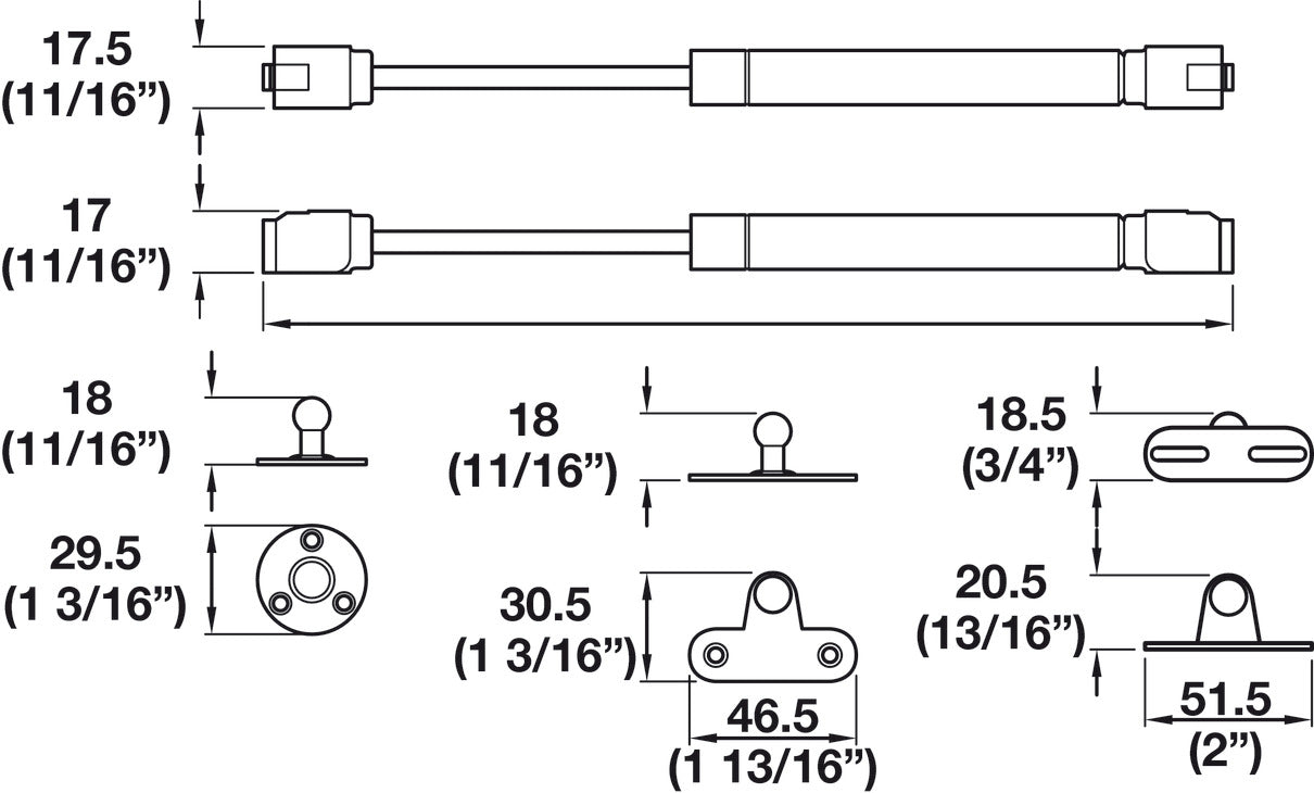 Gas Piston, for Wooden and Aluminum Framed Doors