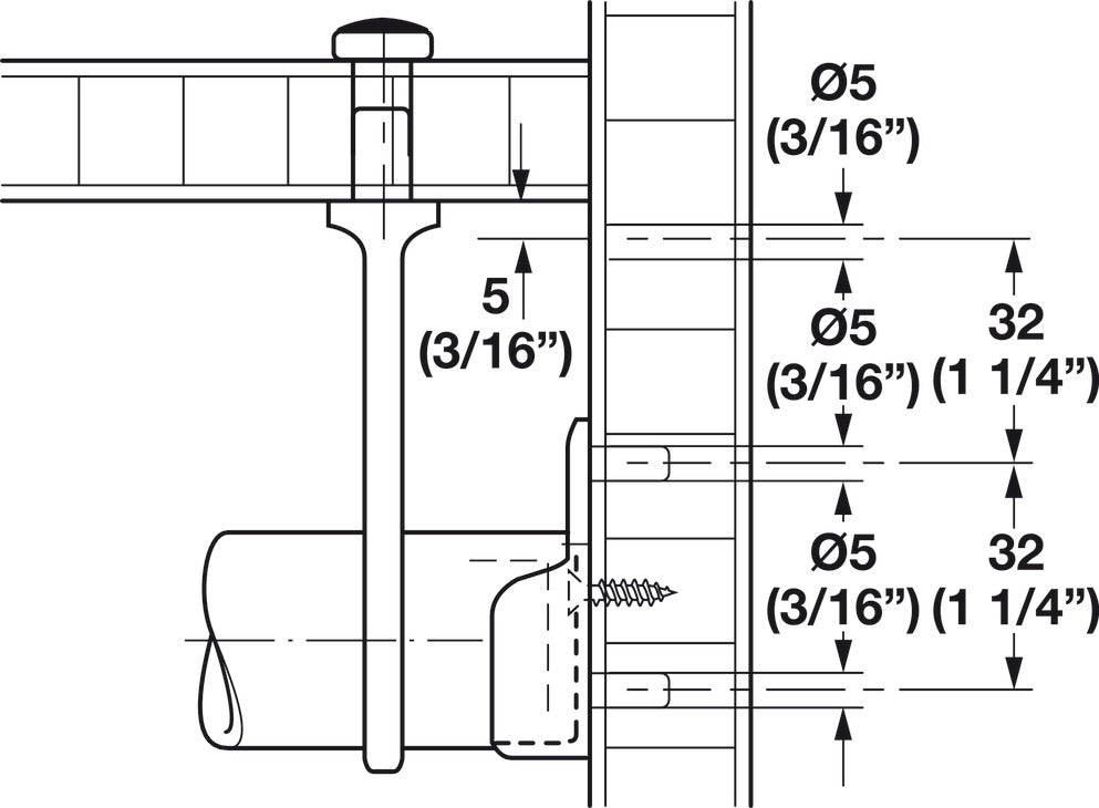 Top Mount Center Bracket, for Oval Wardrobe Tubes