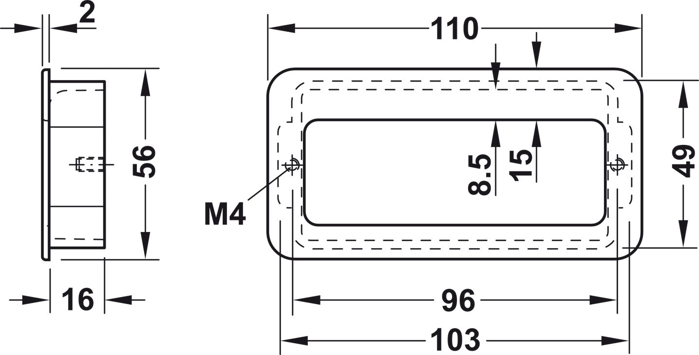 Inset Handle, Matt Chrome, Zinc