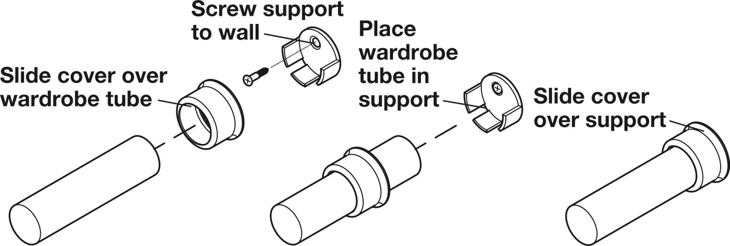 Round Wardrobe Tube, Welded, Ø19 mm