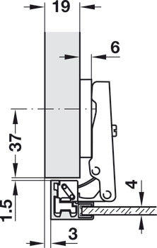 Aluminum Frame Door Hinge, H-Series, 110° Opening Angle, Self Closing, Full Overlay