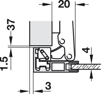 Aluminum Frame Door Hinge, H-Series, 110° Opening Angle, Self Closing, Full Overlay