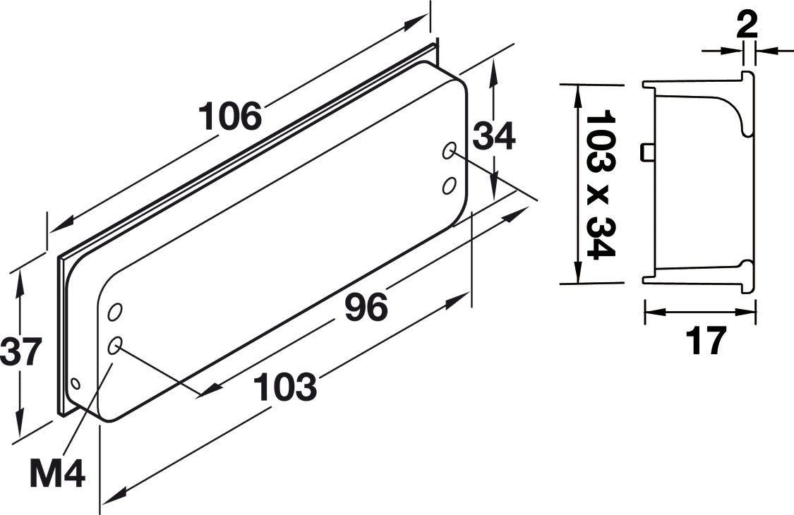 Inset Handle, Matt Nickel, Zinc