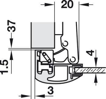Aluminum Frame Door Hinge, H-Series, 110° Opening Angle, Self Closing, Full Overlay