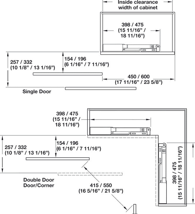 Lateral Swing Fitting, Swingfront 20 FB, for wooden or narrow aluminum frame doors