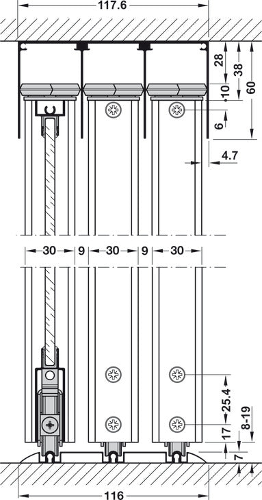 Aluminum Vertical Frame Profile, Silent Aluflex 40