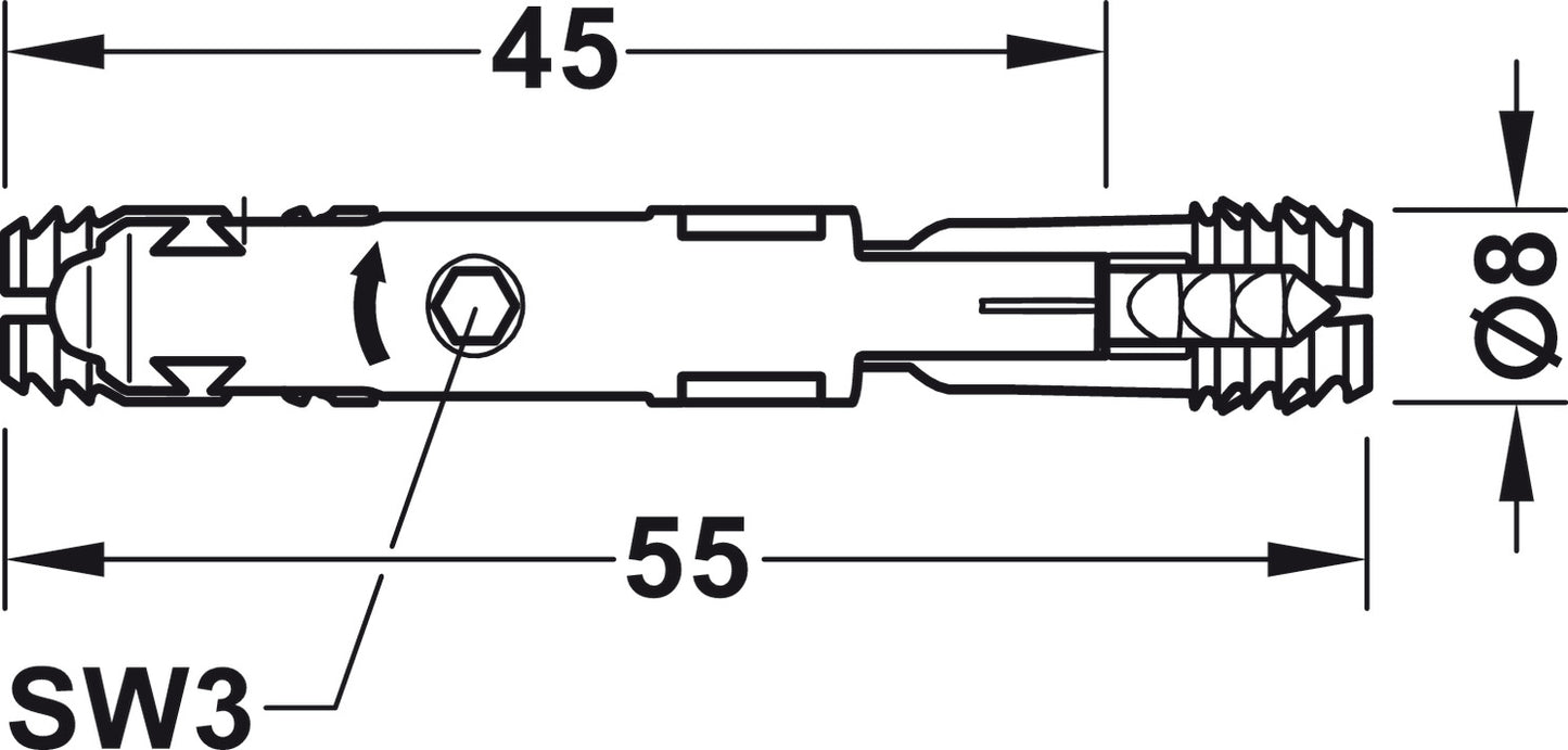 Spreading connector, Häfele Ixconnect SC 8/60
