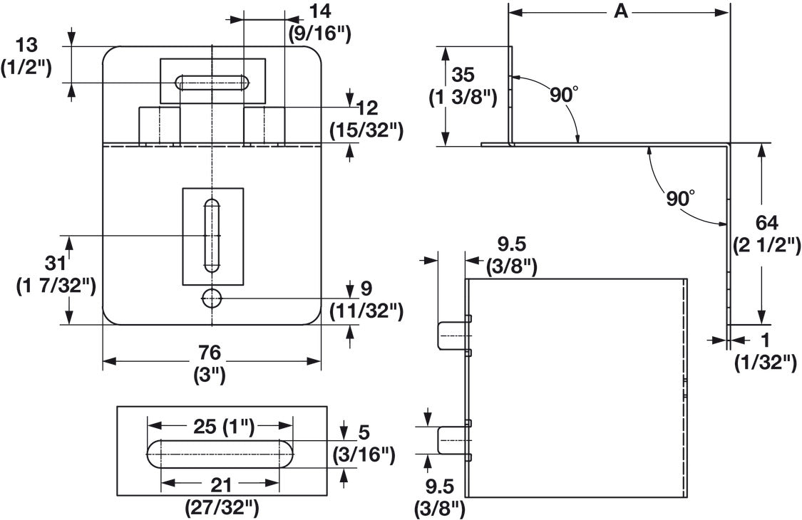 Toe Kick Bracket, for ADA Cabinet Applications