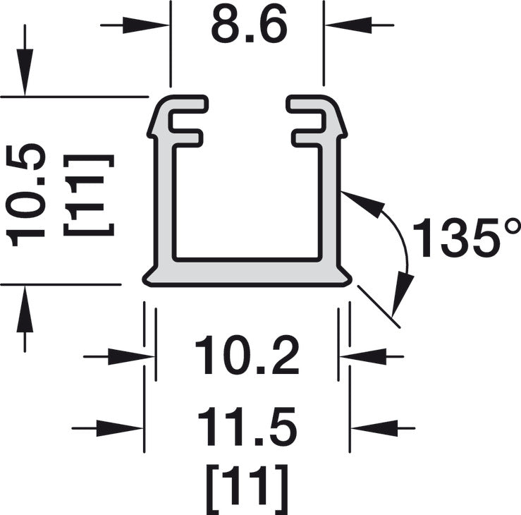 Profile for recess mounting, Häfele Loox5 profile 1101, for LED strip lights, plastic
