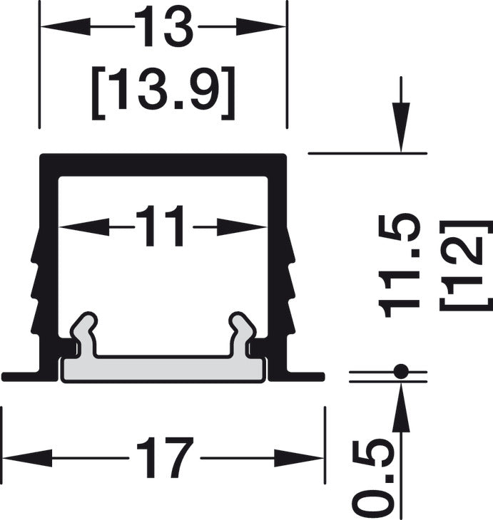 Profile for recess mounting, Häfele Loox5 Profile 1103, for LED strip lights