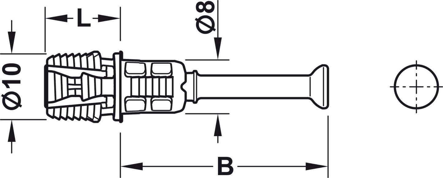 Spreading Bolt, C100, Minifix