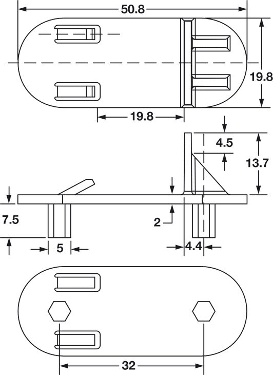 Shelf Clip, Plastic, Ø 5 mm