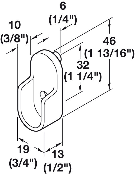 Wardrobe Tube Support with Dowels, for Oval Wardrobe Tubes