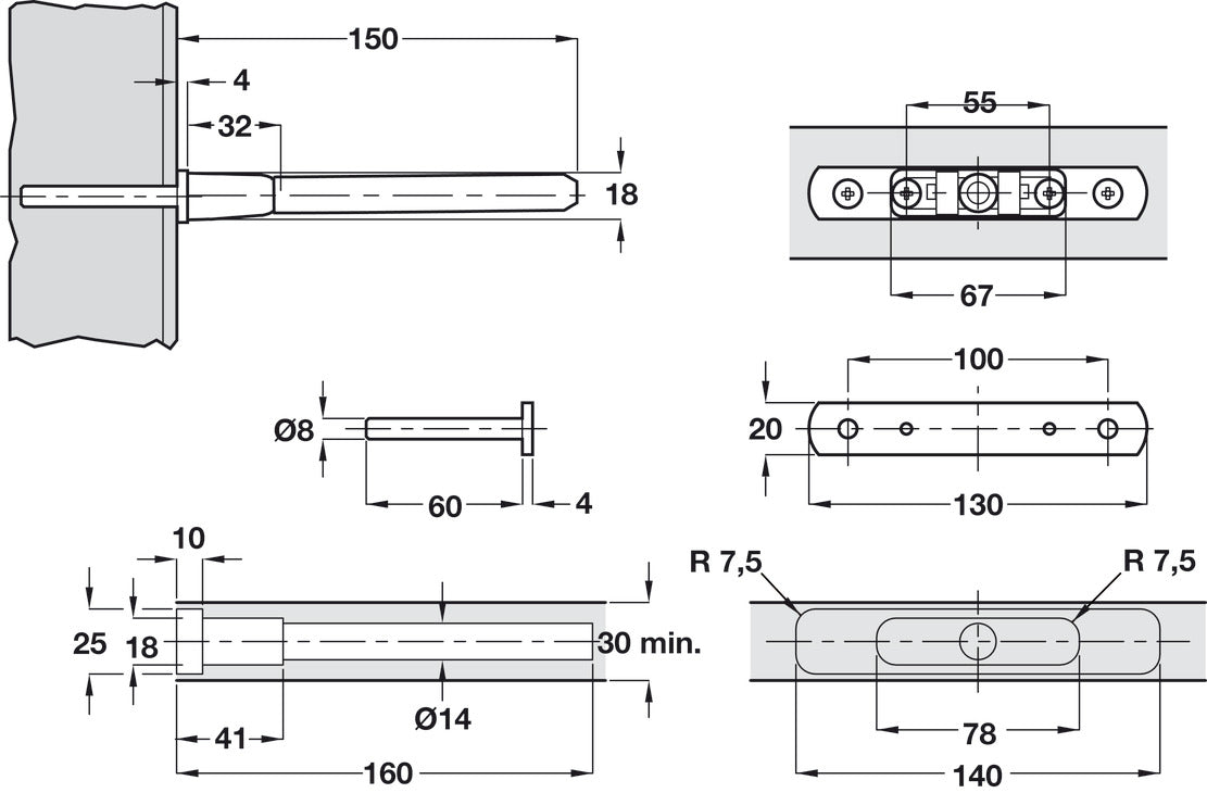 Bracket, for Concealed Shelf Support, Triade