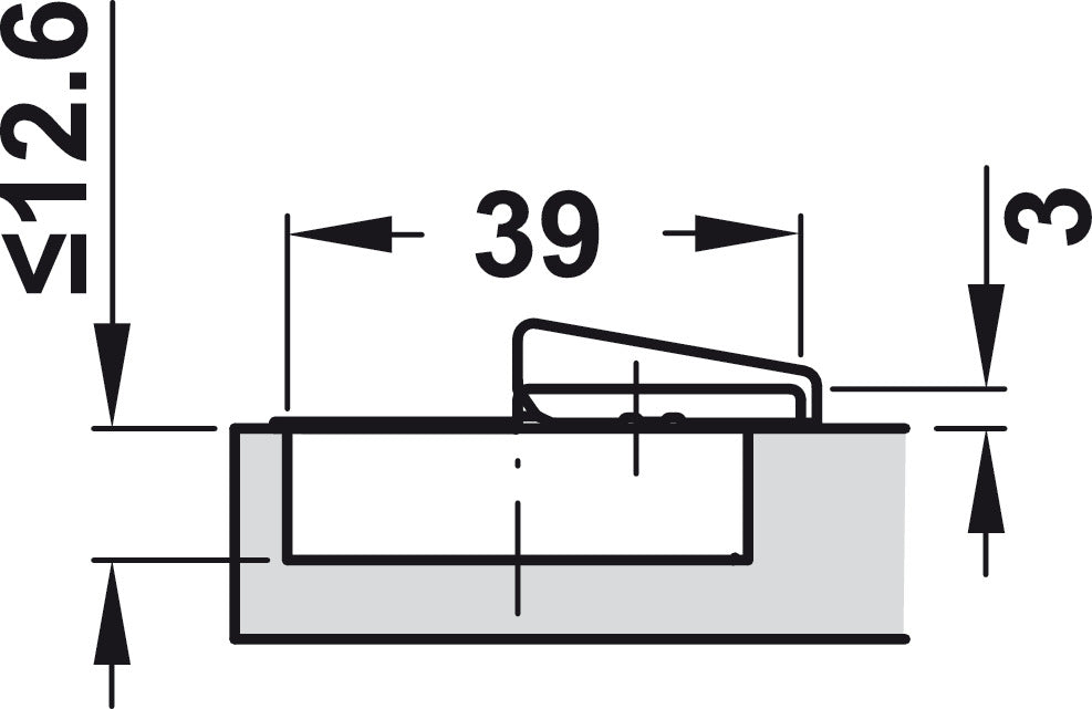 Concealed Corner Hinge, 110° Opening Angle, Inset