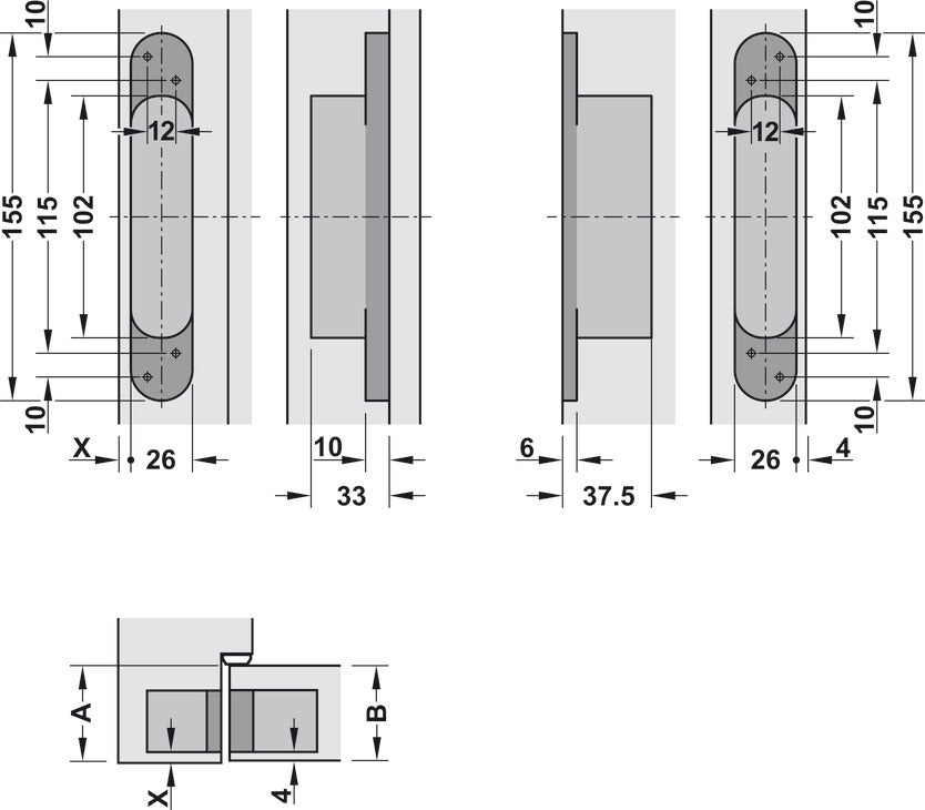 Concealed Hinge, Simonswerk TECTUS TE 526 and 527 3D, concealed, for flush doors up to 100 kg