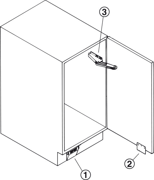 Door Opener, for Hinged Base Cabinet Doors