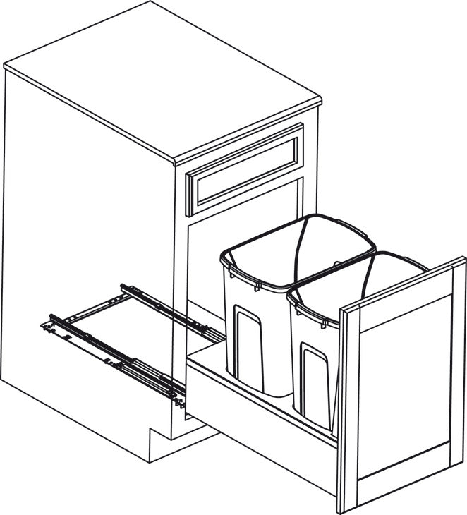 Waste Bin Pull-Out, KV Wood Frame, Bottom Mount, Double