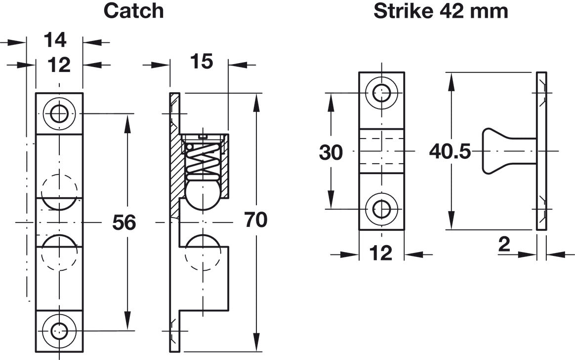 Twin Ball Catch, Brass