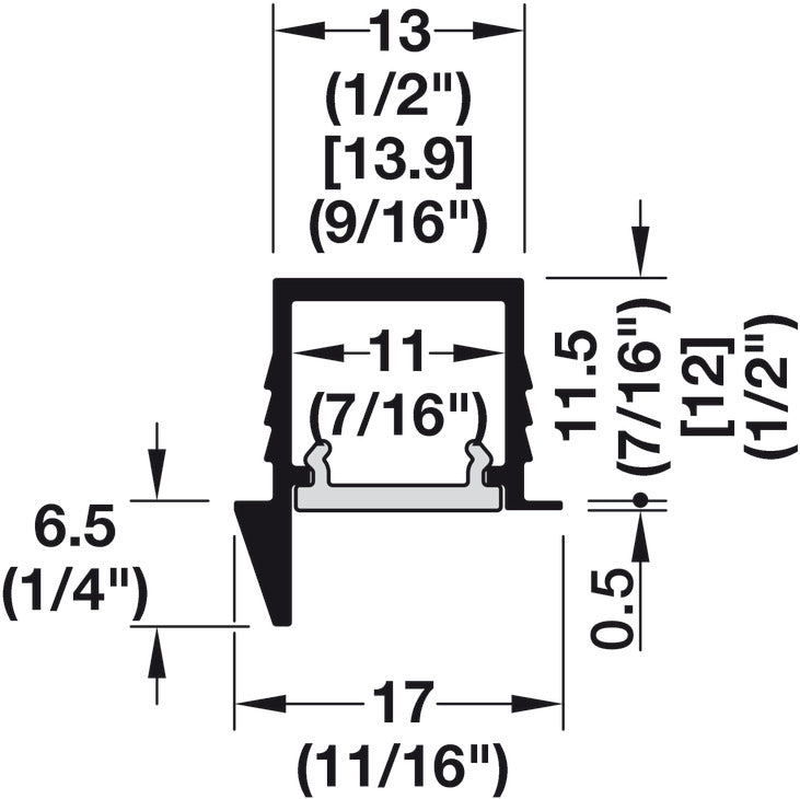 Profile for recess mounting, Häfele Loox5 Profile 1105, for LED strip lights