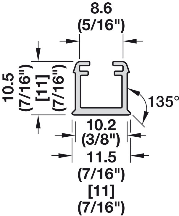 Profile for recess mounting, Häfele Loox5 profile 1101, for LED strip lights, plastic