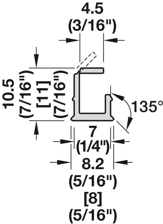 Profile for recess mounting, Häfele Loox5 profile 1102, for LED strip lights, plastic