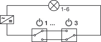 Distributor, Häfele Loox5, 6-way, with switching function, with 3 switches