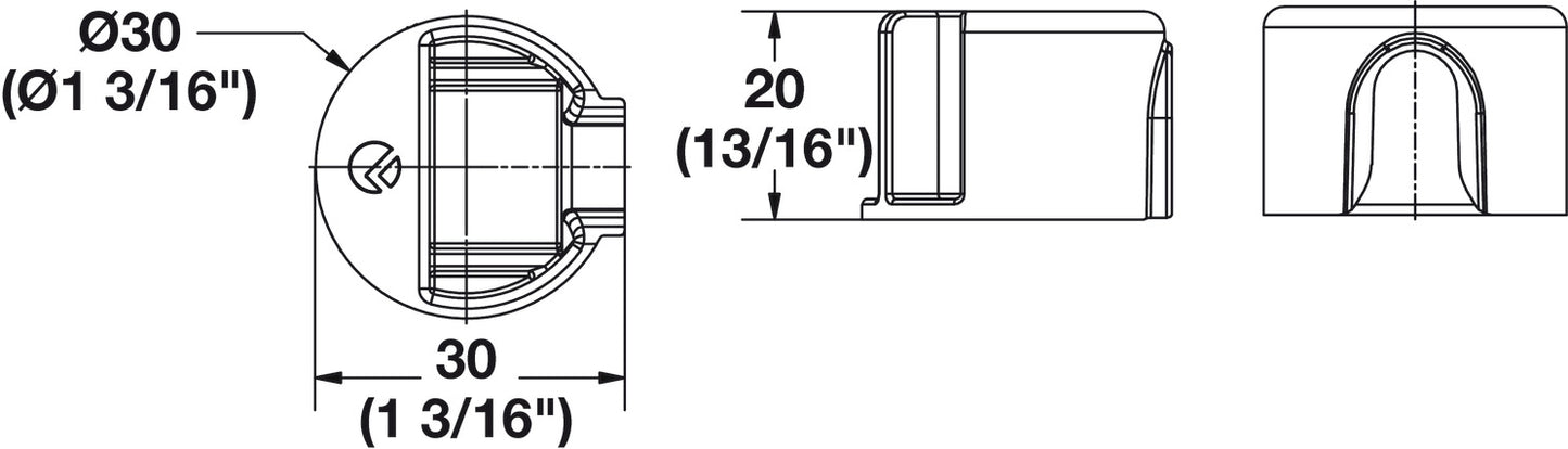 Worktop Connector, QUICK Cap, Ø30