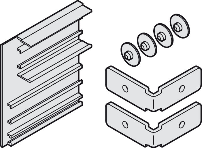 End cap set, for clip-on panel height 77 mm