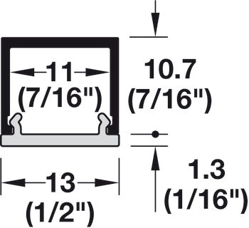 Aluminum Profle, Häfele Loox5 Profile 2101, for LED strip lights